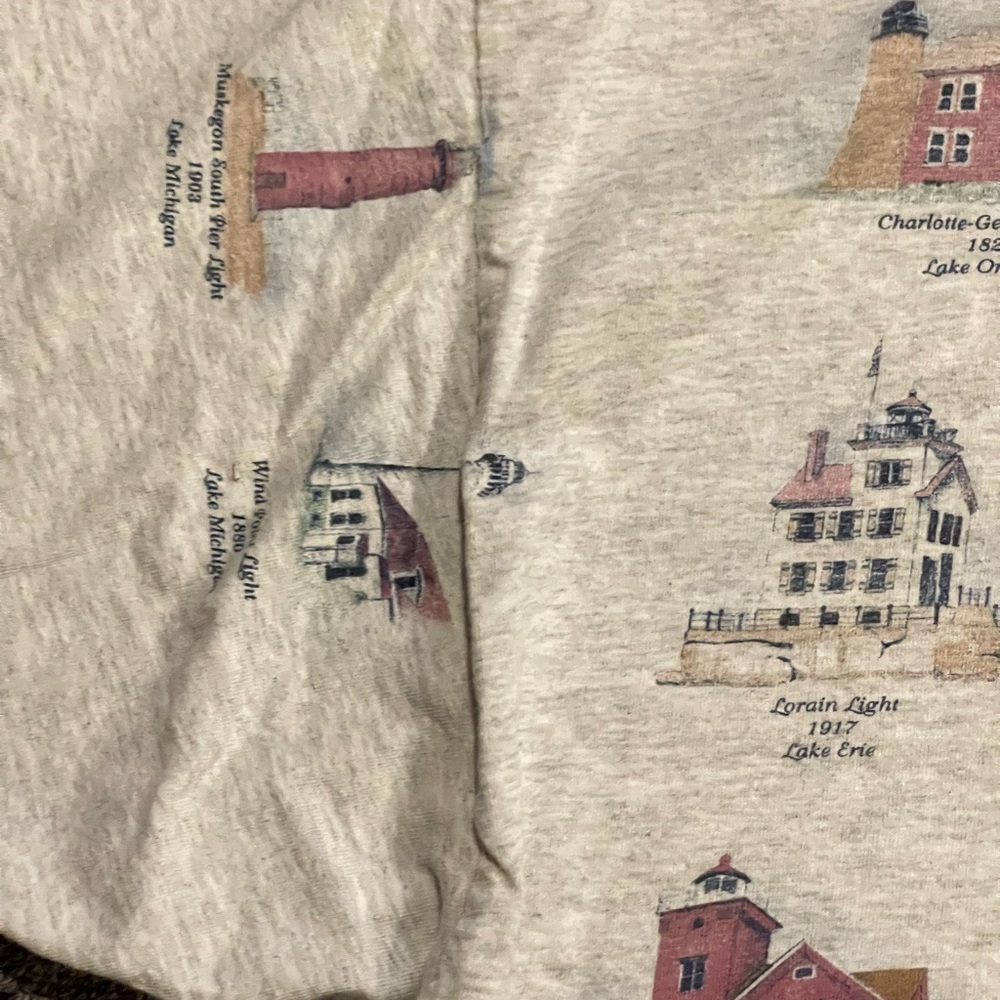 VINTAGE 90s | Light Houses All Over Printed. Great Lakes Lighthouses - Picture 9 of 13